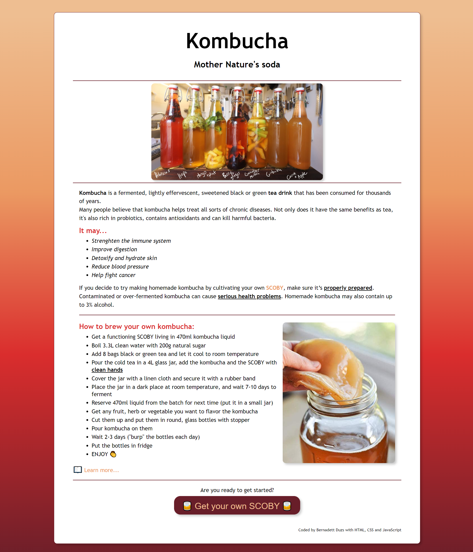 kombucha landing page